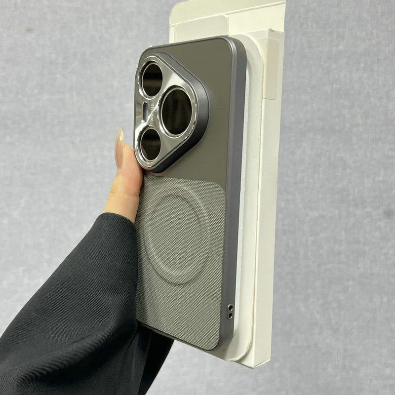 Luxury Fabric Texture Magnetic Armor Case with Wireless Charging Capability