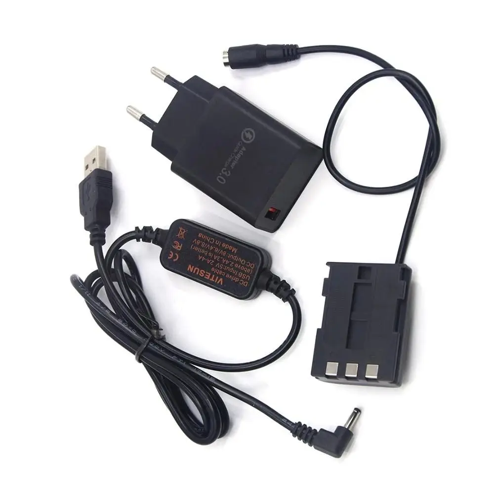 

18W USB Charger+DC Power Cable+DR-20 Coupler NB-2LH NB-2L Dummy Battery for Canon G7 G9 S50 S60 S70 S80 EOS 350D 400D Camera