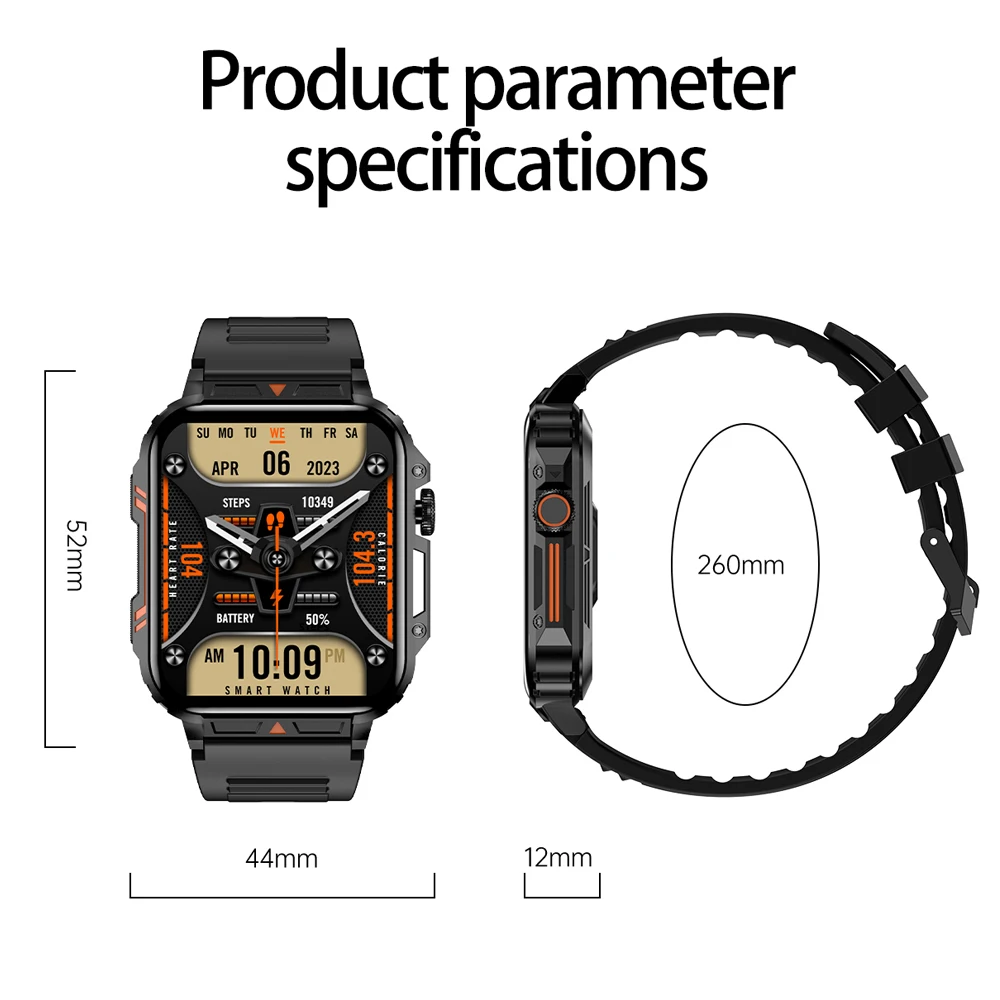 1.95 Outdoor Military Smart Watch Men Baluetooth Call Smartwatch For Android IOS IP68 Waterproof Sports Fitness Watches 2025 New