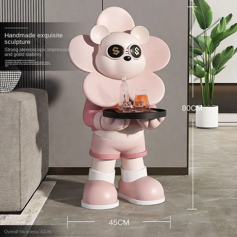 

Home Decor Sculptures & Figurines Decoration Accessories Lucky Flower Bear Floor Ornaments Living Room Resin Animal Statues