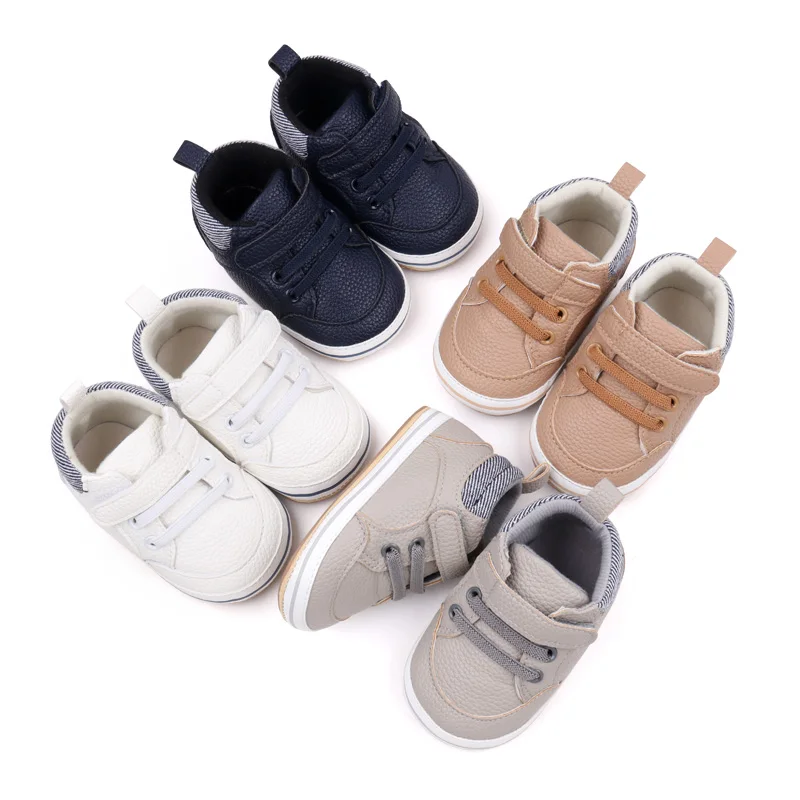 Baby Shoes Boys High Top Casual PU Leather Anti-slip Wear-resistant Newborn Toddler Sports First Walker