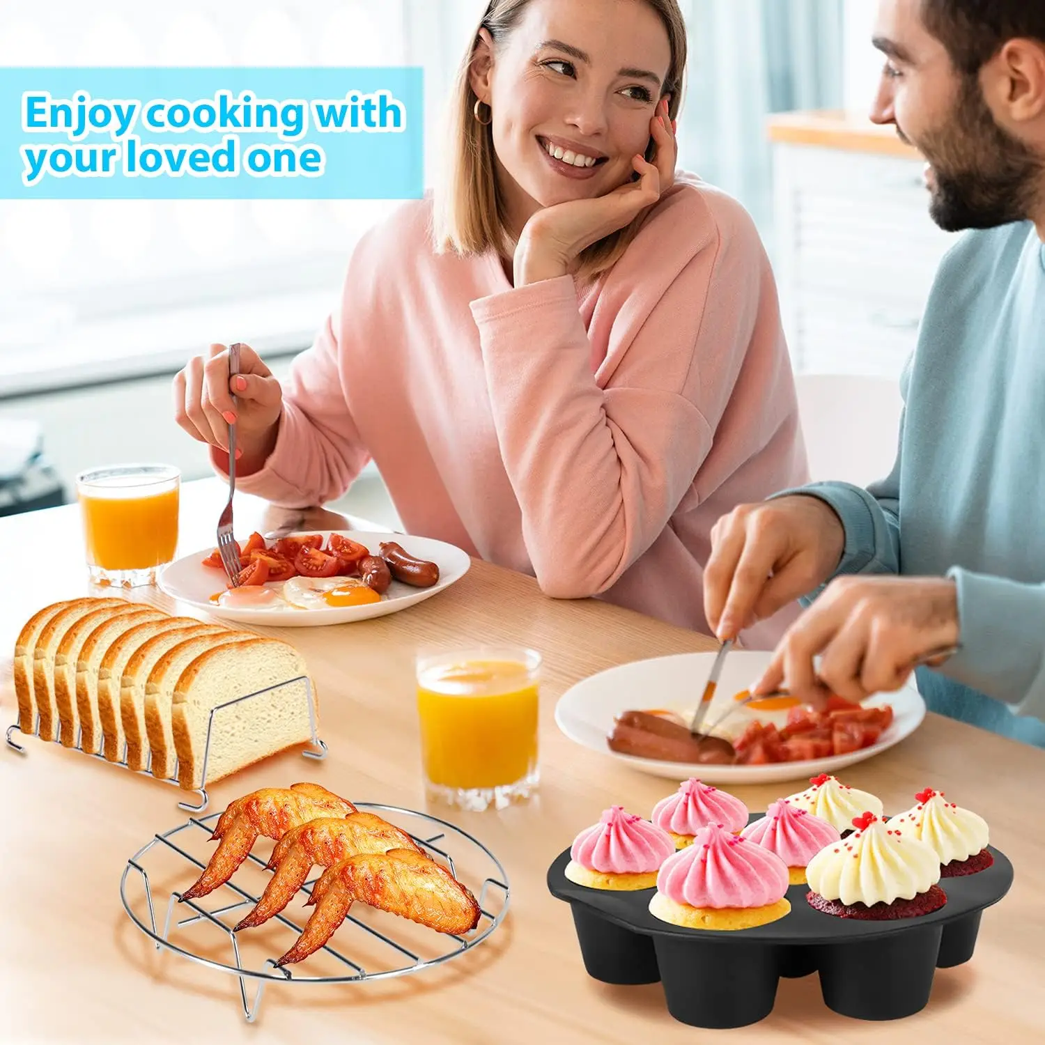 13-Piece Non-Stick Air Fryer Accessories Set - Safe & Durable Universal Kitchen Baking Tools