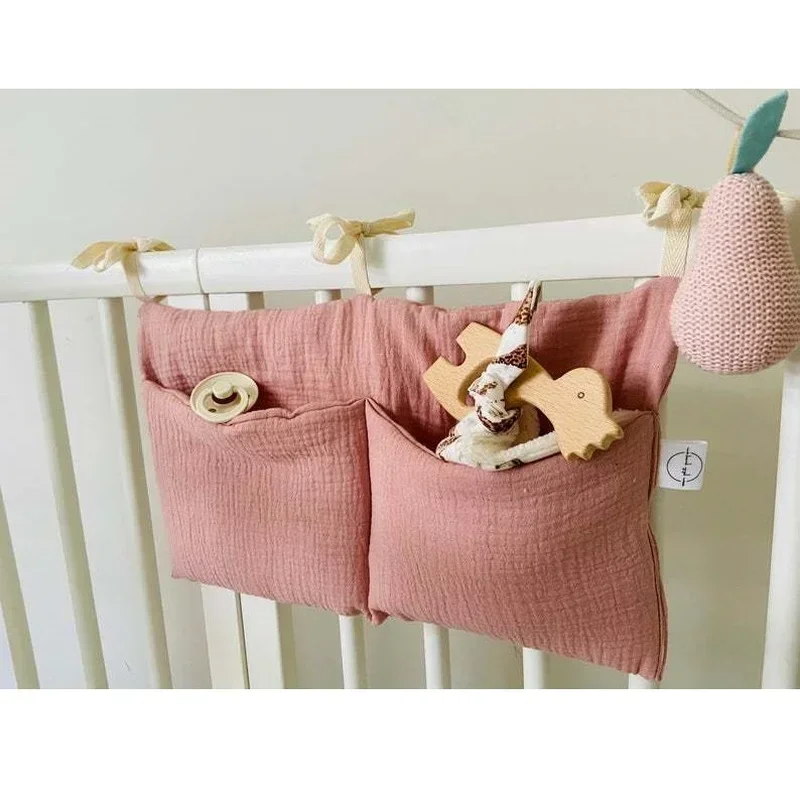 

Portable Baby Crib Storage Bag Multi-functional Newborn Bed Headboard Organizer For Kids Baby Bedding Diaper Bag Cotton 1pc