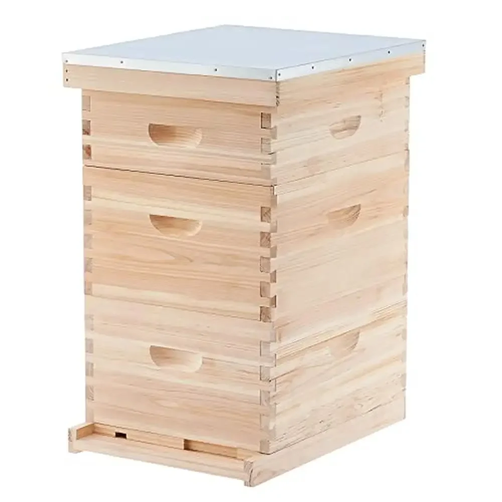 Langstroth Beehive Bee House 30-Frame Bee Hive Boxes Starter Kit with 10 Medium & 20 Deep Frames & Foundations Durable Fir Wood