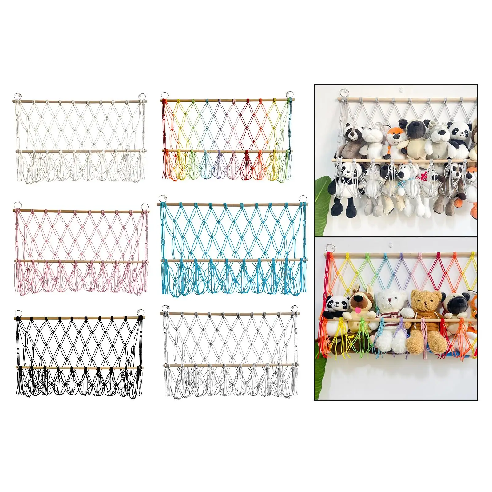 Wall Hanging Net Handwoven Stuffed Animal Hammock for Nursery Home Playroom