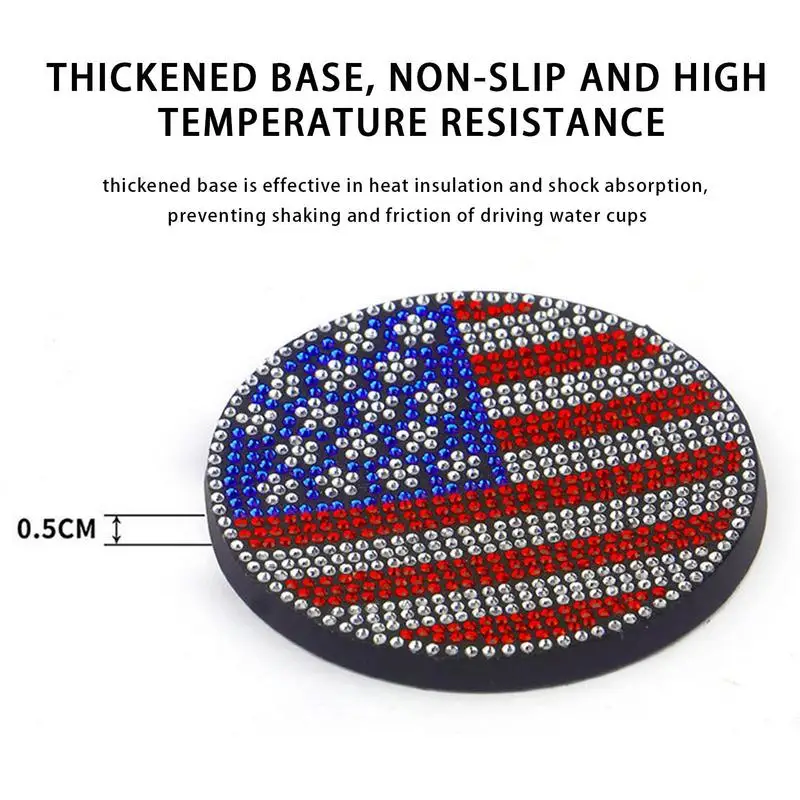 Cup Coasters For Car American Flag Absorbent Coaster Bling Cup Holder  Insert Car Coasters Rhinestone Drink Mat Non-Slip Cup - AliExpress