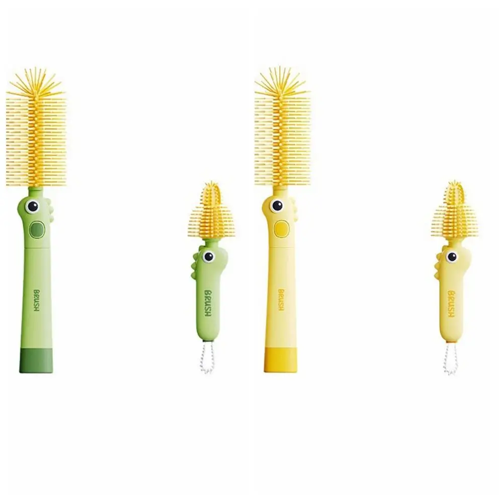2PCS/SET 3-in-1 Baby Bottle Cleaner Set Silicone 360 Degree Rotation Nipple Brush Multi-functional Long Handle Baby Bottle Brush