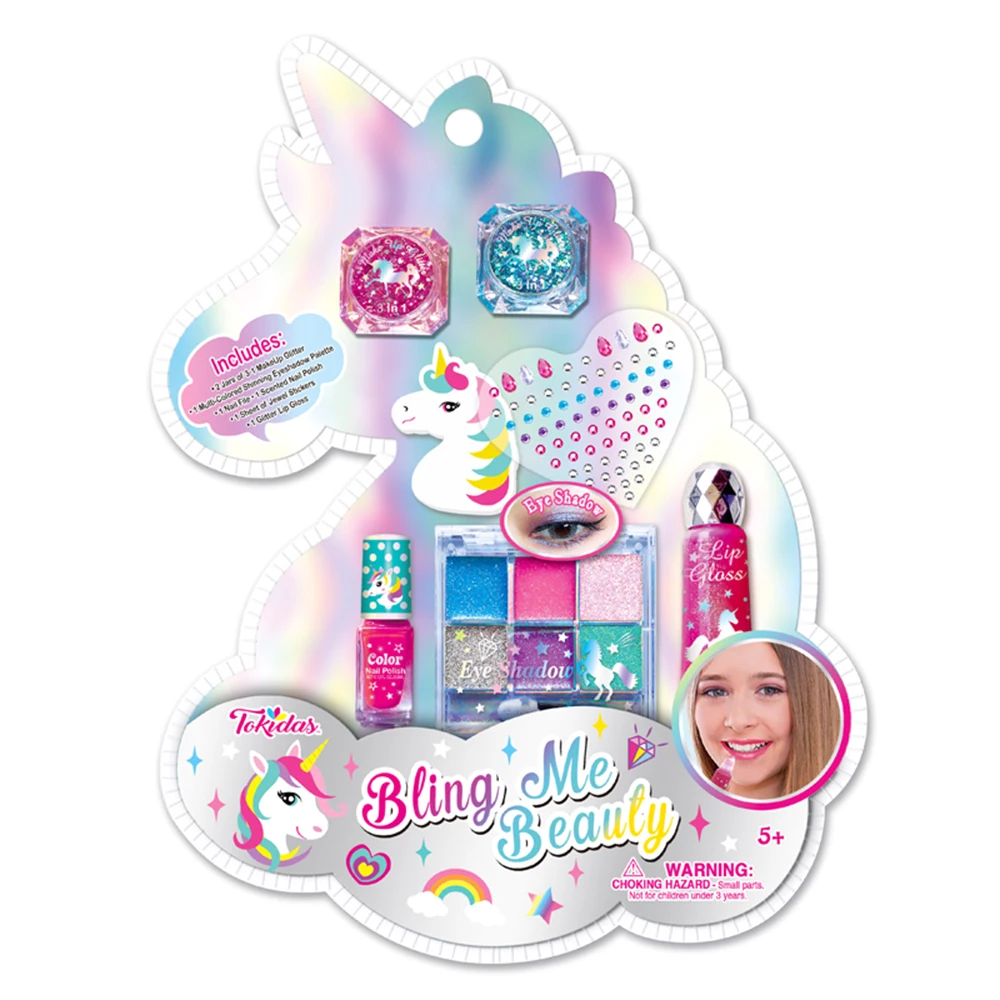 Kids Makeup Set Toy Unicorn Design Cute Gift For Girls Kids Eyeshadow Nail Polish