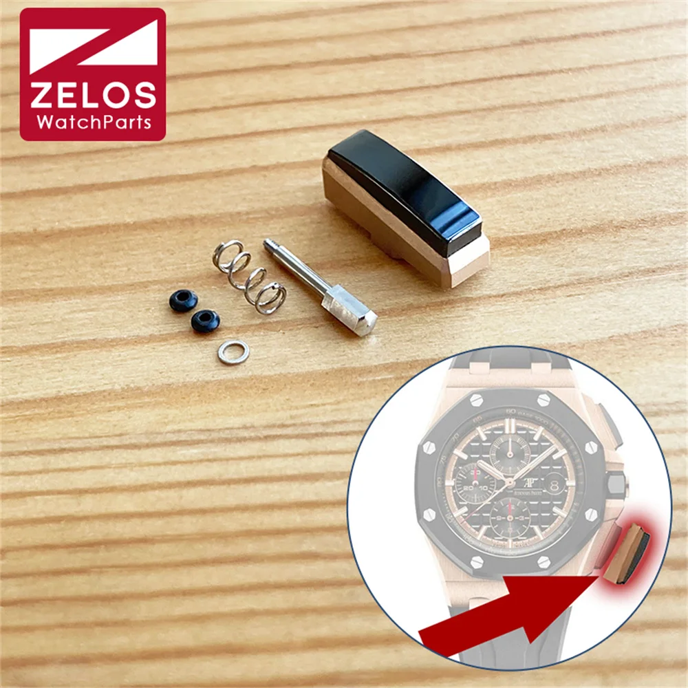 Spingitore A Bottone In Oro Rosa 18 Carati Per Orologio Ap Audemars Piguet Roo Royal Oak Offshore 44Mm