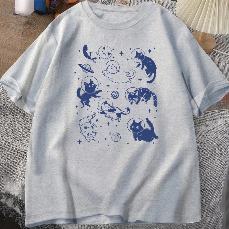 Retro Cats in Space 90s Graphic T Shirts Vintage Astronaut Cats T-Shirt Funny Kitten Tshirt Print Comfortable Round Neck T Shirt 7 S539feba17ab14cf291a85152793506b6N