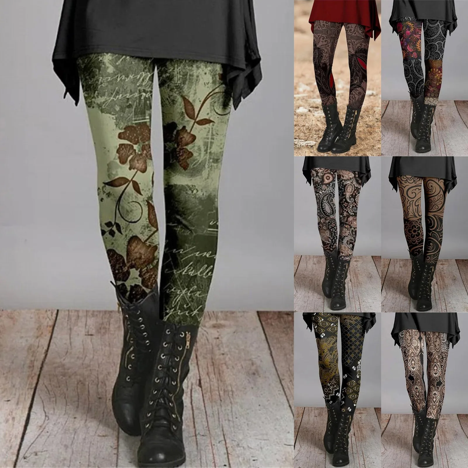 Women's Autumn And Winter Leggings Artistic Splash Printed Soft Stretchy Pants