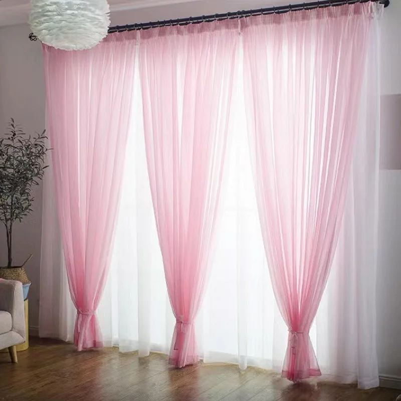 Sheer Curtains Window Curtains Decor Curtains Solid Color Multicolor Bay Window Screening Door Curtains Drape Panel Sheer Tulle for Living Room Wedding Decoration