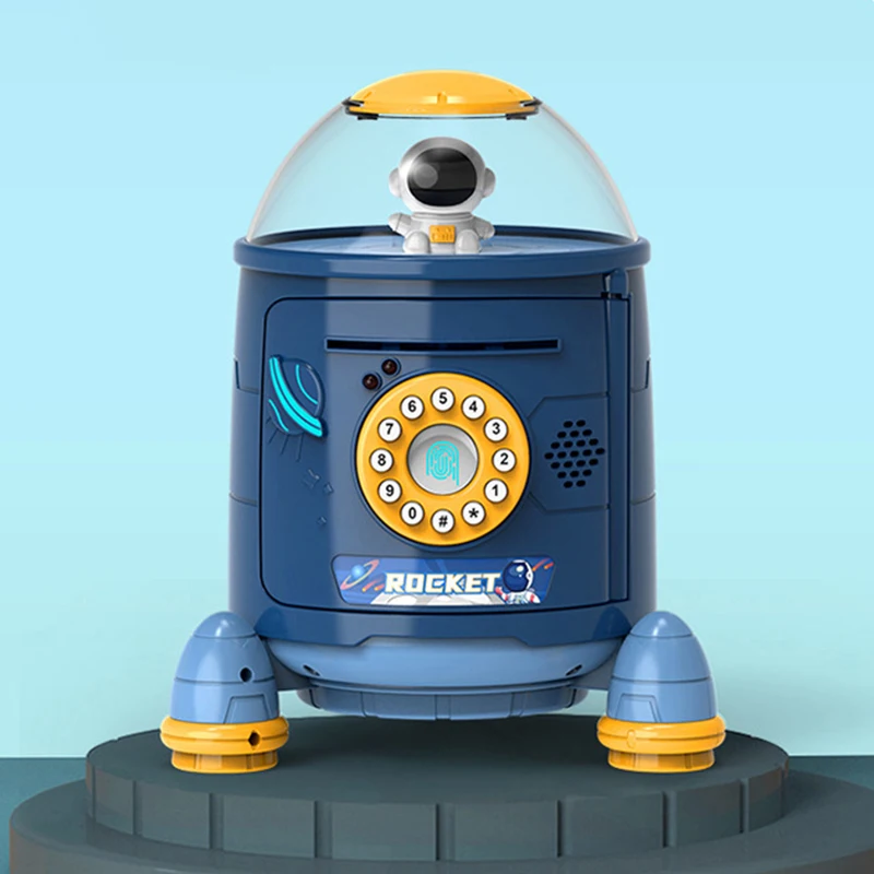 Rocket Piggy Bank Toy for Kids Electronic Momeybox Coin Bank Automatic Atm To Store Momey Children Gift Cartoon Educational Toys