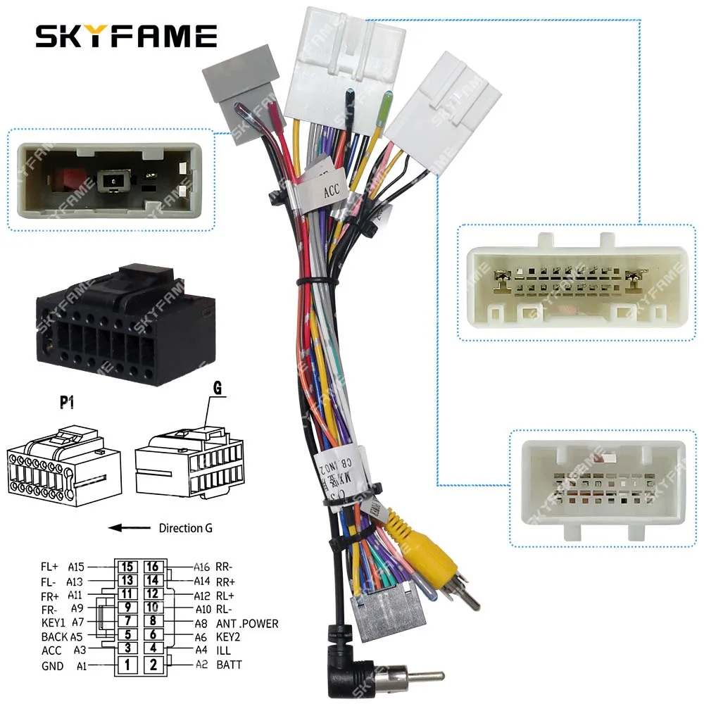 Car 16pin Wiring Harness Adapter Decode Android Radio Power Cabler for Nissan X-Trail X Trail 2 T31 MX6 Qashqai Cefiro