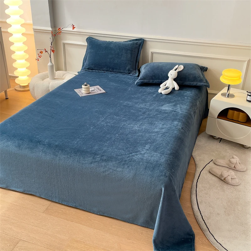 

Solid Color Flannel Flat Bed Sheet Large Size Plain Bed Mattress Protector Cover Sofa Bed Throw Blanket 180x230/230x250cm