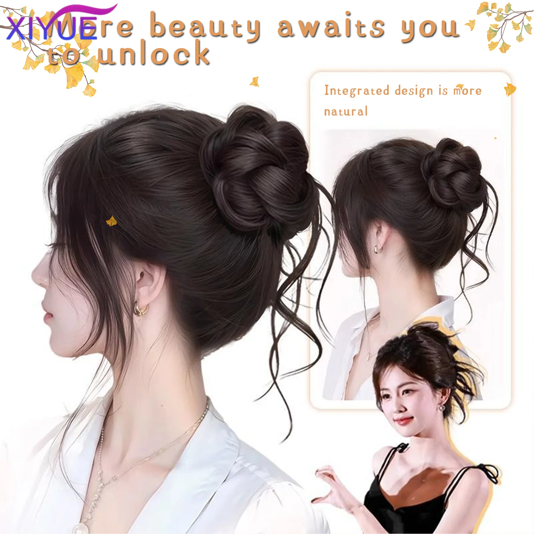 Synthetic Messy Bun Hair Piece Claw Clip Ponytail Extensions Scrunchie-style Lazy Flower Bud Bun Chignon Wavy Curly Ponytail
