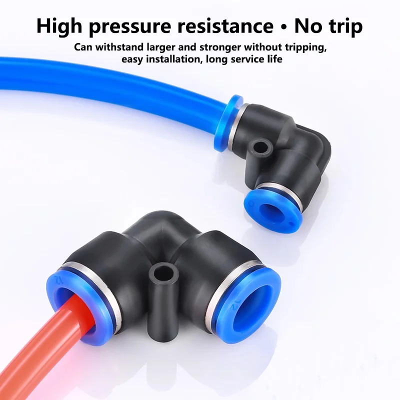 Pneumatic Quick Fitting PV 90 Degree Elbow Plastic 4mm 6mm 8mm 10mm Air Parts Pipe Push In Water Quick Connector 2 Way 20PCS pressure fitting kit