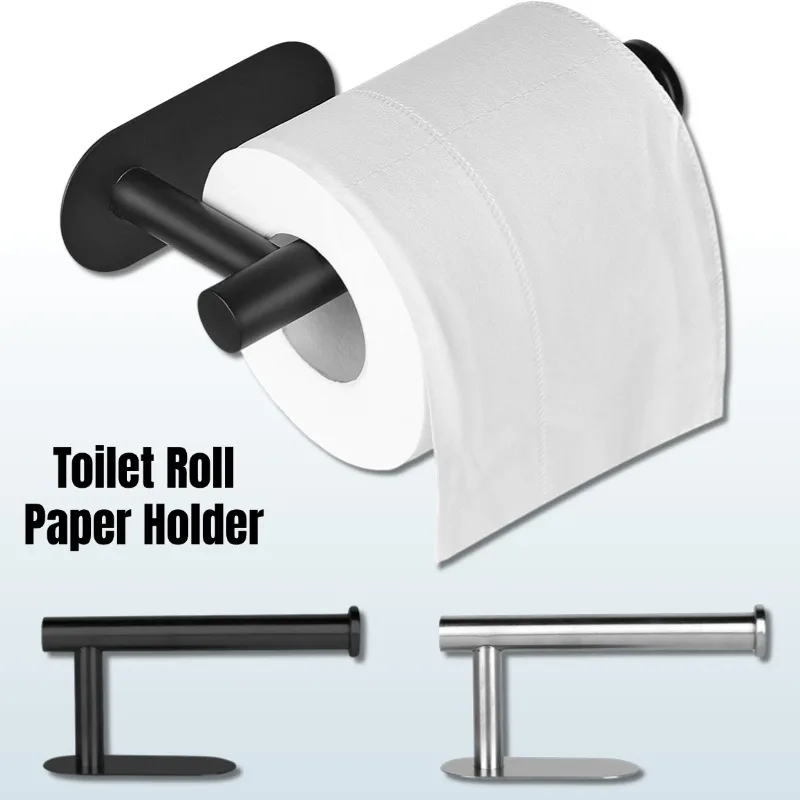 Toilet Paper Holder Toilet Paper Rack Toilet Roll Holder Adhesive Toilet Paper Holder No Drilling Stainless Steel Toilet Roll Holder Stick on Wall Storage Rack for Bathroom Kitchen RV