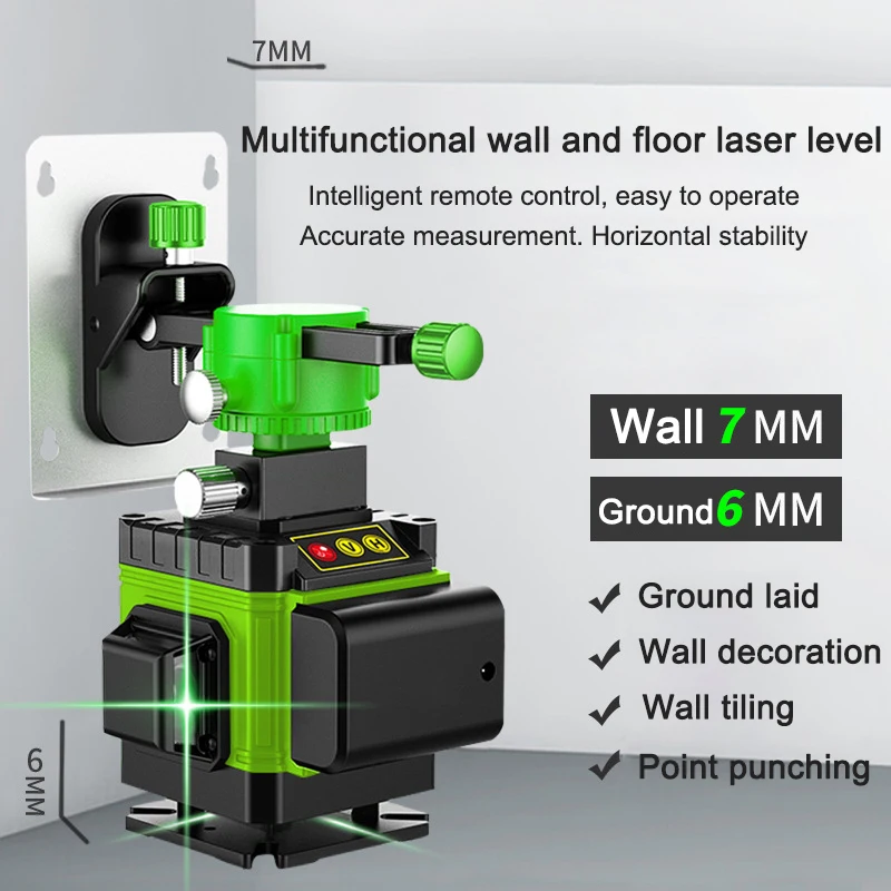 8/12/16 Lines 360 Laser Level Remote Control Self-Leveling Horizontal Vertical Green Beam Nível Laser 3/4D Level Household Tools