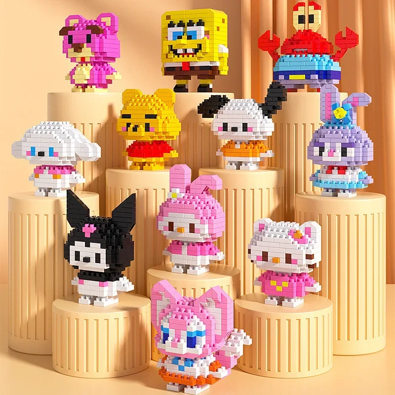 Compatible Lego Micro Particle Building Blocks Cartoon Dolls Children's Assembly Small Toys Stall Hanging Ornaments Gifts