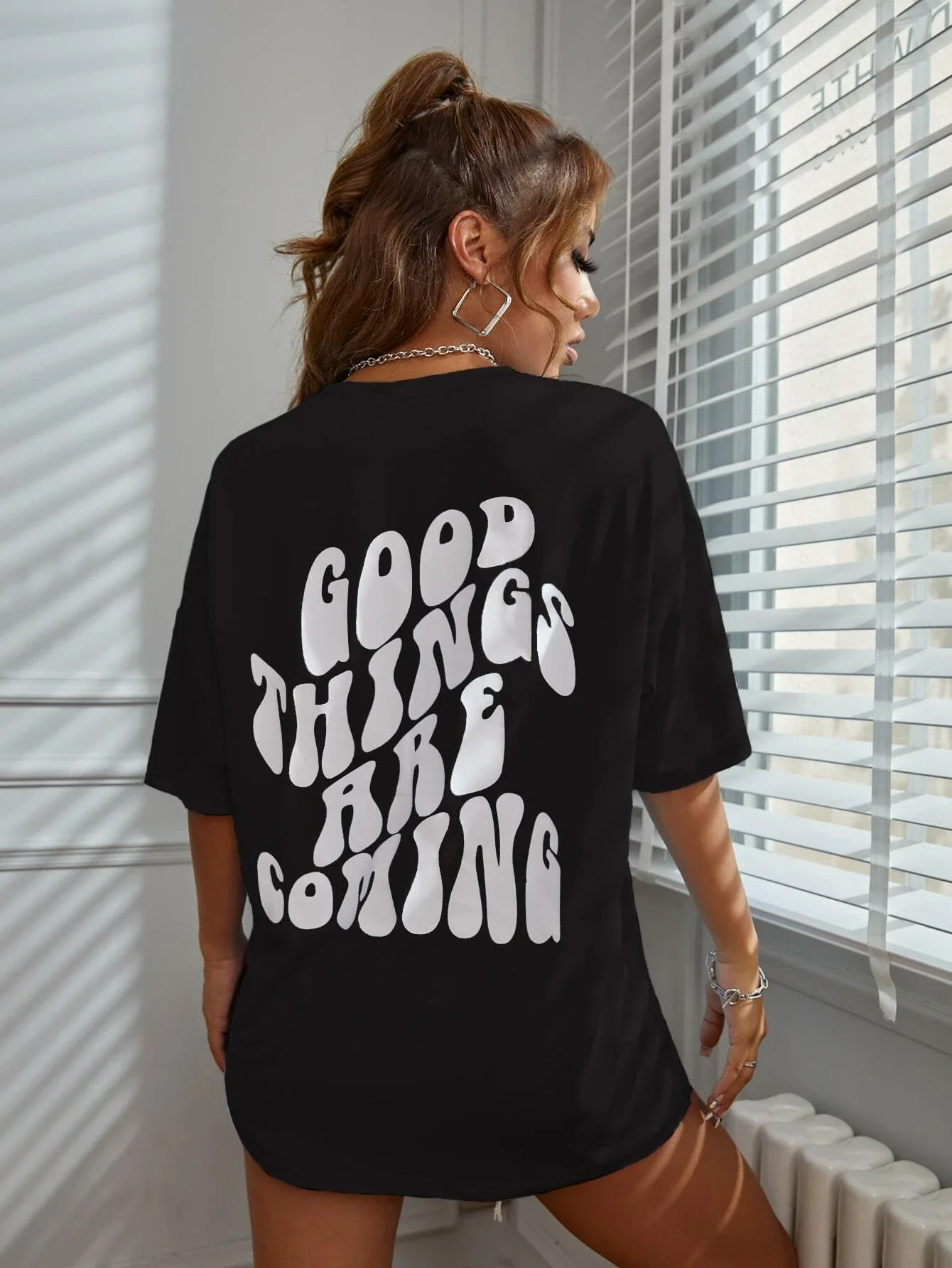 tシャツ 「GOOD THINGS ARE COMING」プリントTシャツ レディース Good Thing Are Coming Printed Women T Shirts Soft Summer