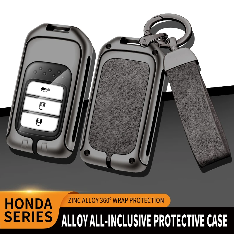 

Zinc Alloy Leather Car Remote Key Case Cover For Honda Civic Accord City Odyssey CR-V XR-V HR-V Vezel Jade Jazz Crider Fob
