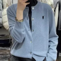 2025 women's autumn and winter popular embroidered cashmere cardigan casual fashion cardigan elegant cashmere O-neck long sleeve