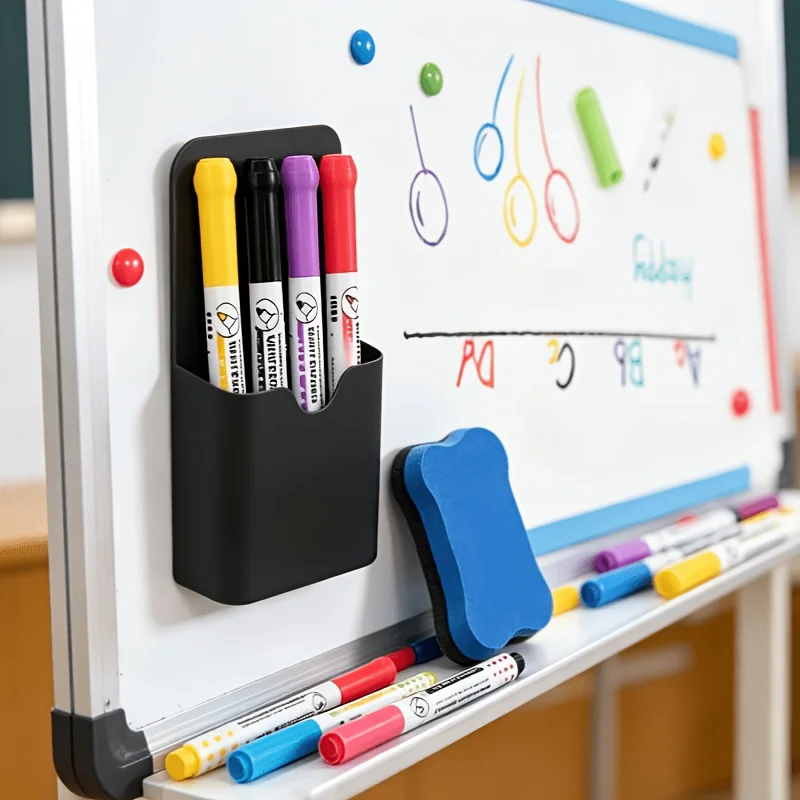 Versatile Whiteboard Marker Set: Includes Erasable Pens, Magnetic Storage, and Eraser for Office, School & Home