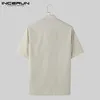 INCERUN Tops 2024 Korean Style New Men's Striped Stand Neck Design Shirts Leisure Streetwear Hot Sale Short Sleeved Blouse S-5XL 5
