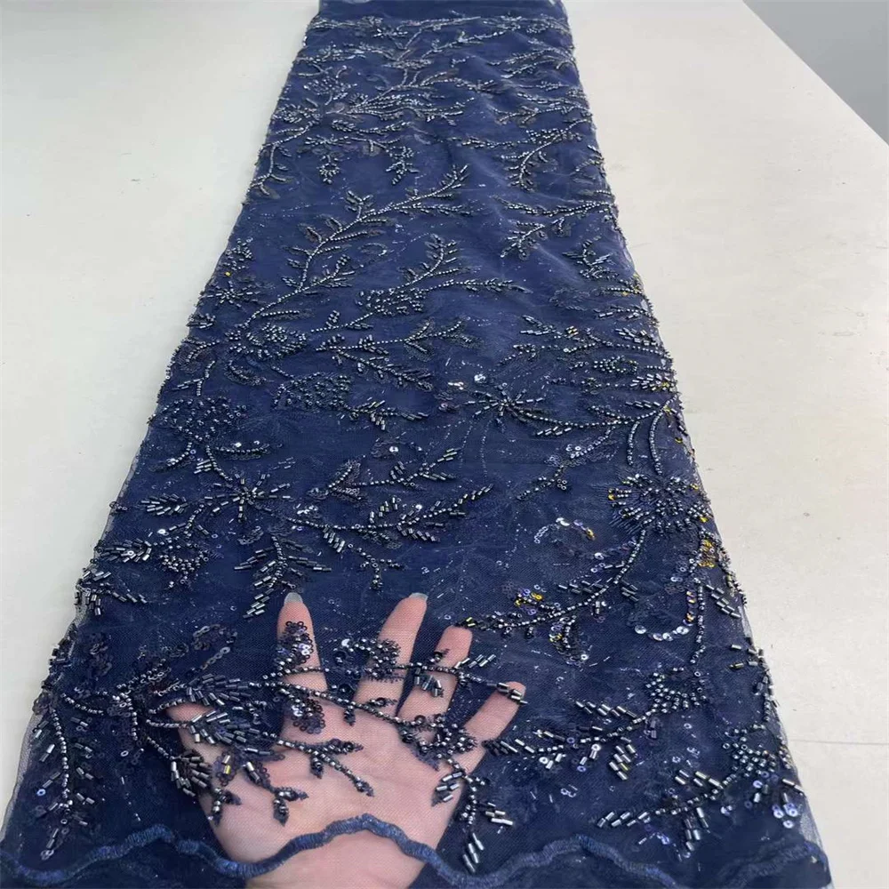 

Familiar Sequins Tulle Lace African Sequence Lace Fabric with Beads High Quality Nigerian French Mesh Net Lace Dress Sew ZX32902