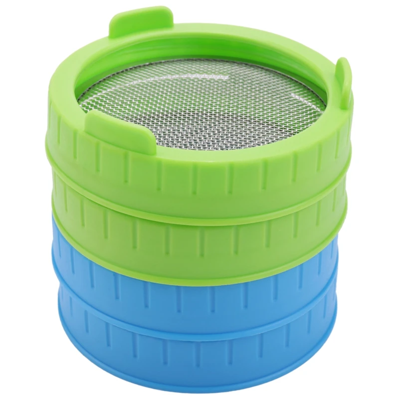 4 Pack Sprouting Lids Plastic Sprout Lids Stainless Steel Screen Wide Mouth Mason Jars Sprouter Sprout Maker