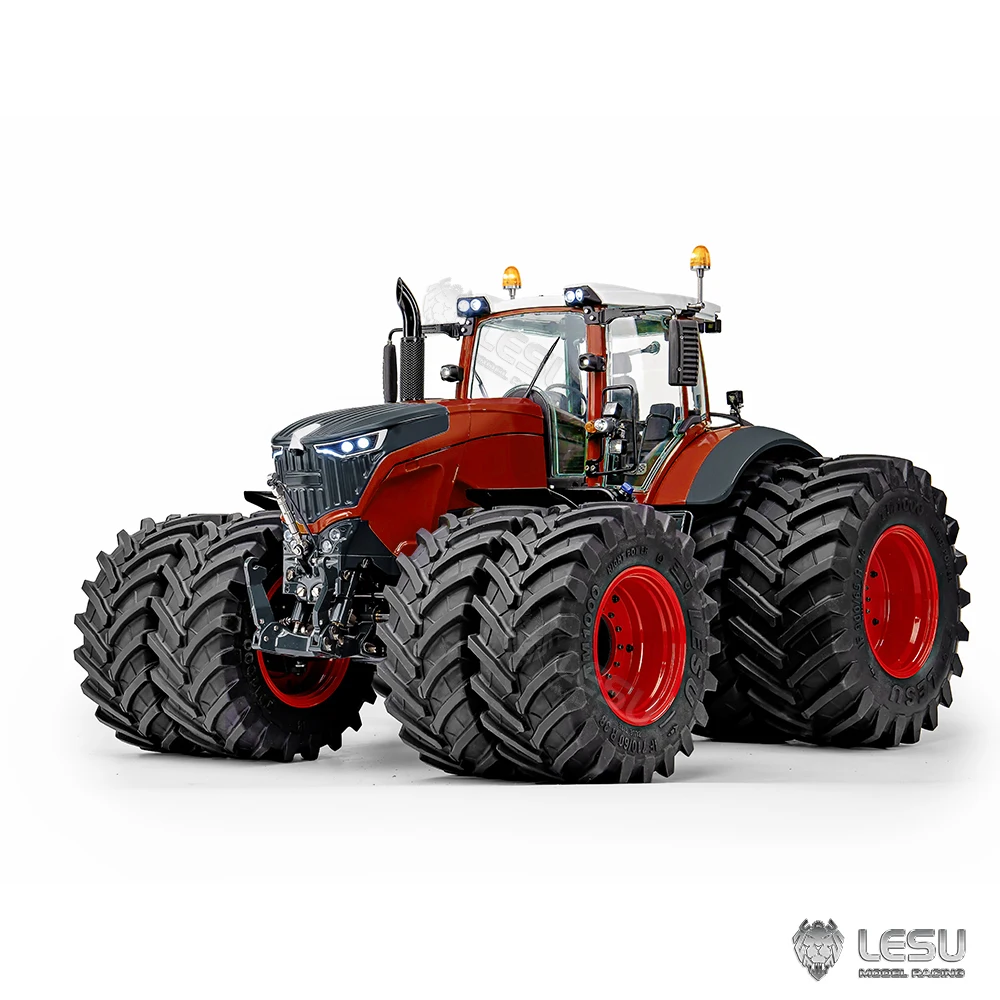 1/14 4x4 Axles LESU AOUE 1050 Hydraulic RC Double Wheeled Tractor Car Light Smoking Simulation Sound Radio Controlled Farm Truck 2