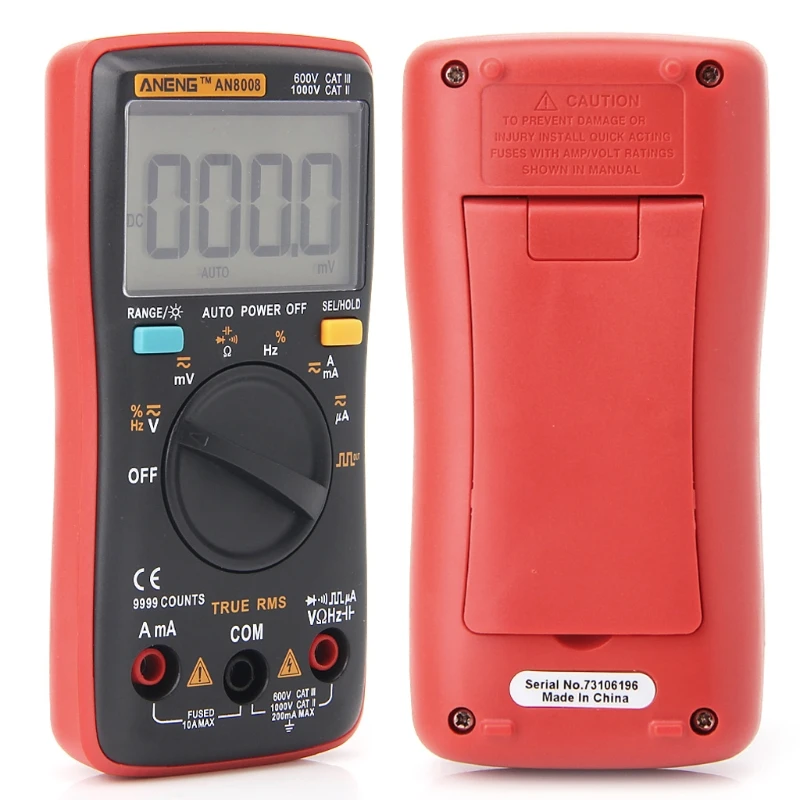 AN8008 True RMS LCD Digital Multimeter Voltmeter Ammeter for DC Curre