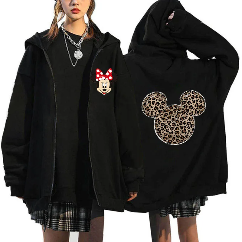 thumbnail image 1 of Sudaderas con cremallera de Minnie y Mickey Mouse para mujer, sudaderas con capucha de Disney, chaqueta Harajuku, ropa de calle de dibujos animados, Unisex, años 90, Y2k, 1 of 3