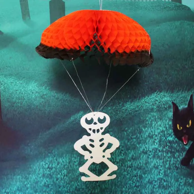 

Украшения на Хэллоуин, скелеты, ведьмы, летучие мыши и призраки, подвесные бумажные тыквенные парашютные украшения