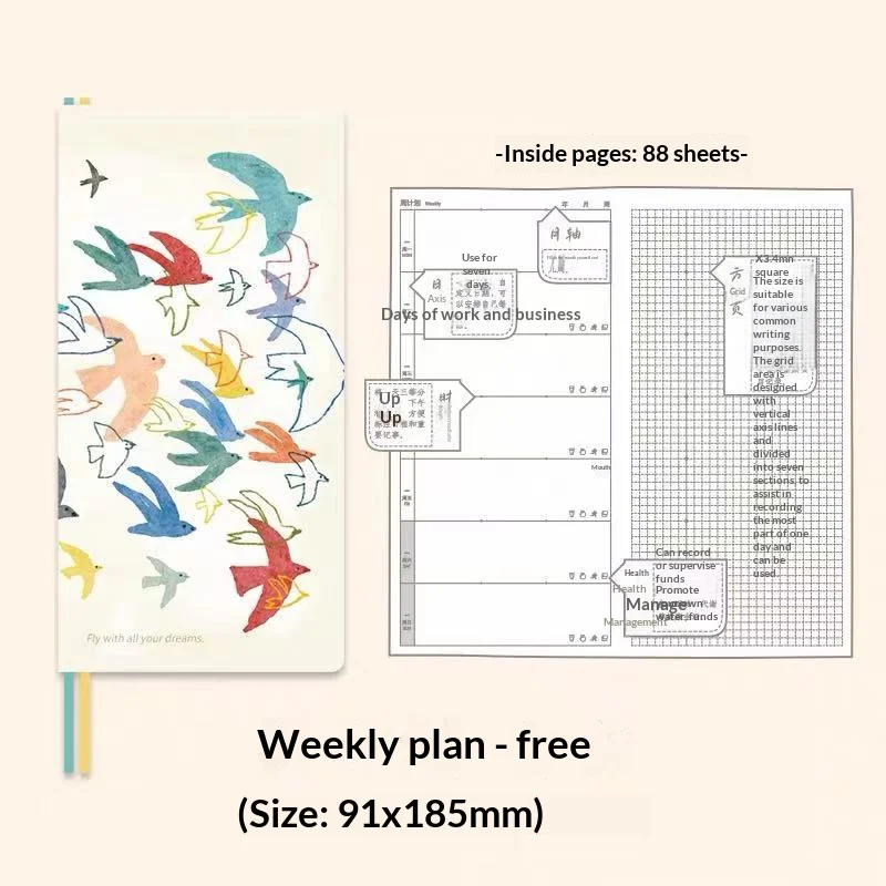 Kinbor Illustrated Hardcover Weekly Planner - Undated, Portable To-Do List Notebook