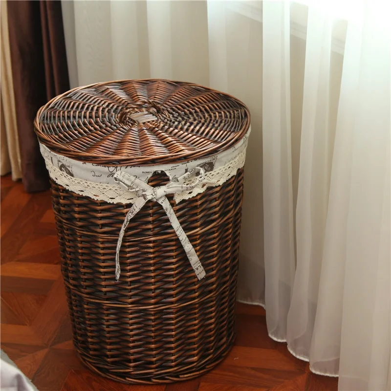 Wier Laundry Basket Dir Clothes Hamper Home Use Clothing Storage Basket Covered Wier Basket for Hot Pot Restaurant