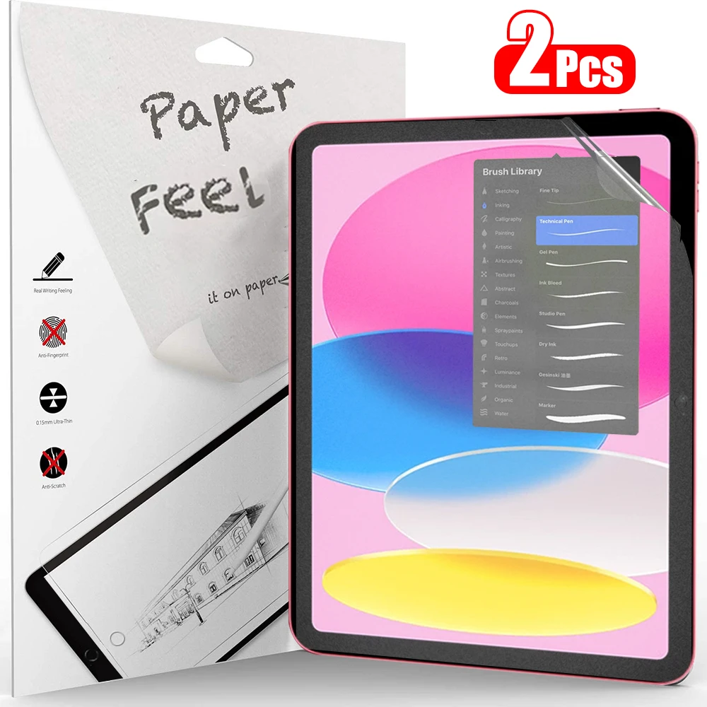 2Pcs 종이는 iPad 11 세대 10th 9th 8th 7th 6th 5th 4th 3th 2th 11 A16 필름 유리 없음 화면 보호기와 같습니다.