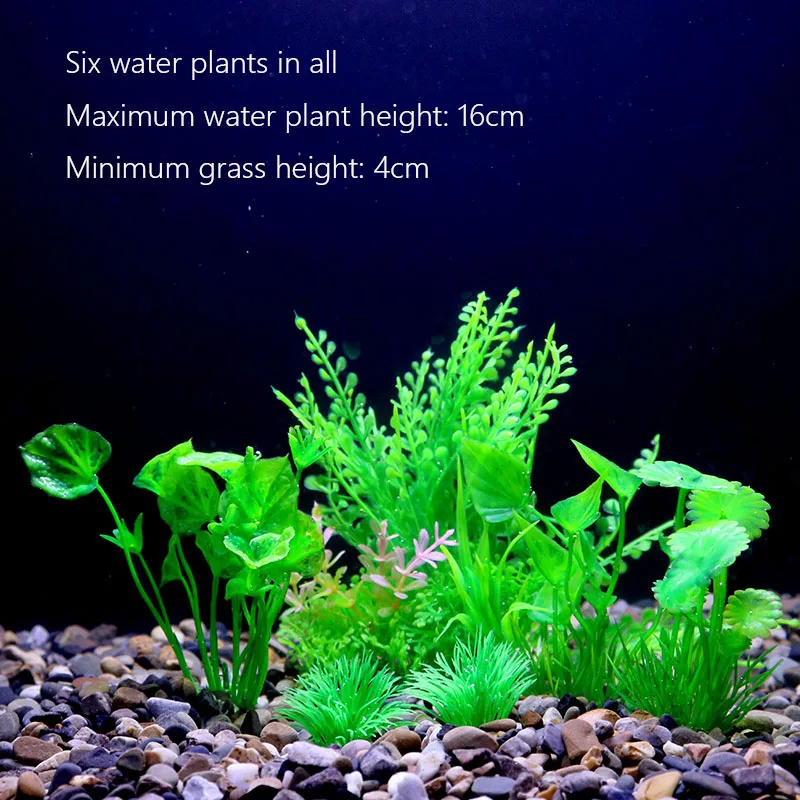Vibrant Underwater Landscape Decoration - Green & Purple Aquatic Plants and Flowers