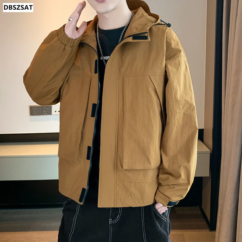 

Ветровка мужская с капюшоном, уличная куртка, Повседневная походная верхняя одежда, ветровка, модная зарядная куртка, весна-осень 2023