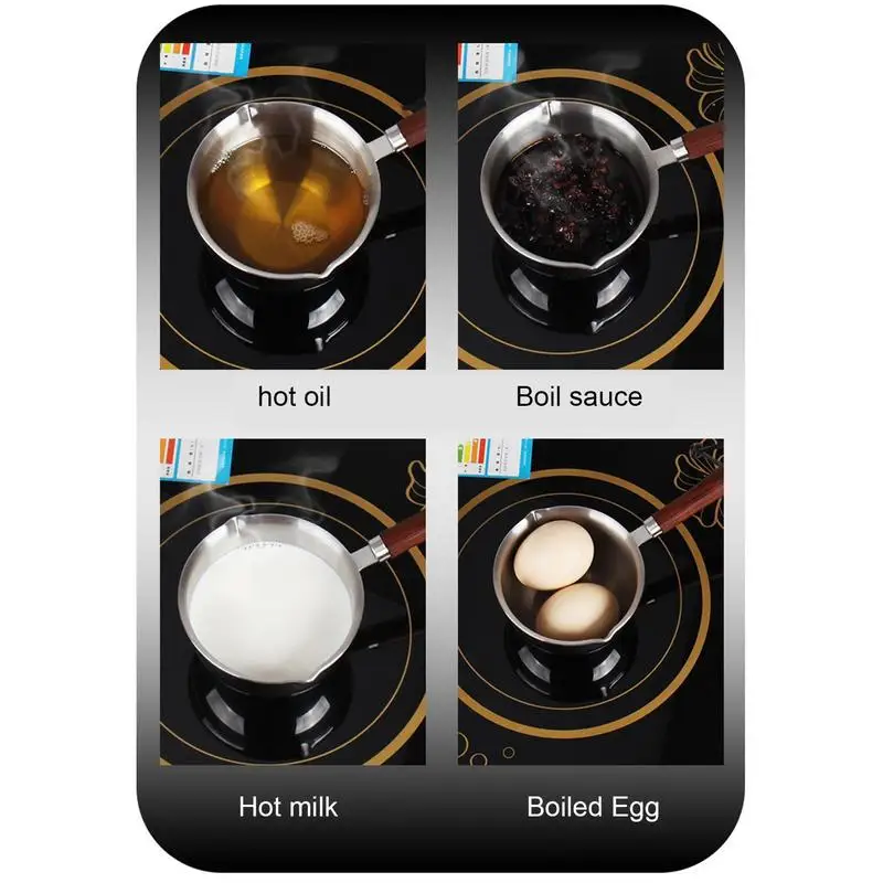 Mini Butter Melting Pot Stainless Steel Frying Pan Household Hot Oil Pan Boiled Eggs Hot Chocolate Milk Pot Household