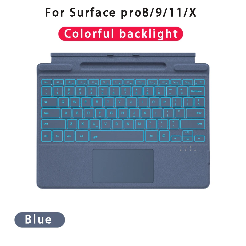 Wireless Keyboard Magnetic Bluetooth-compatible 5.1 7 Colors Backlit Trackpad Keypad for Microsoft Surface Pro 8/9/11/X