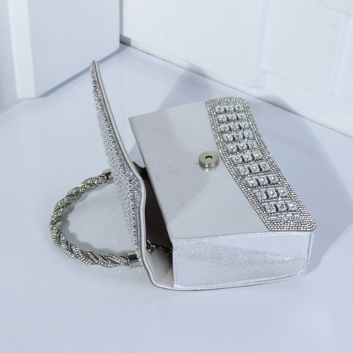 Neue Kristall Griff Kupplung Geldbörse Luxus Designer Weibliche Strass Taschen Farbige Diamant Einkaufstasche Kette Abendkleid Handtasche – Detail 13