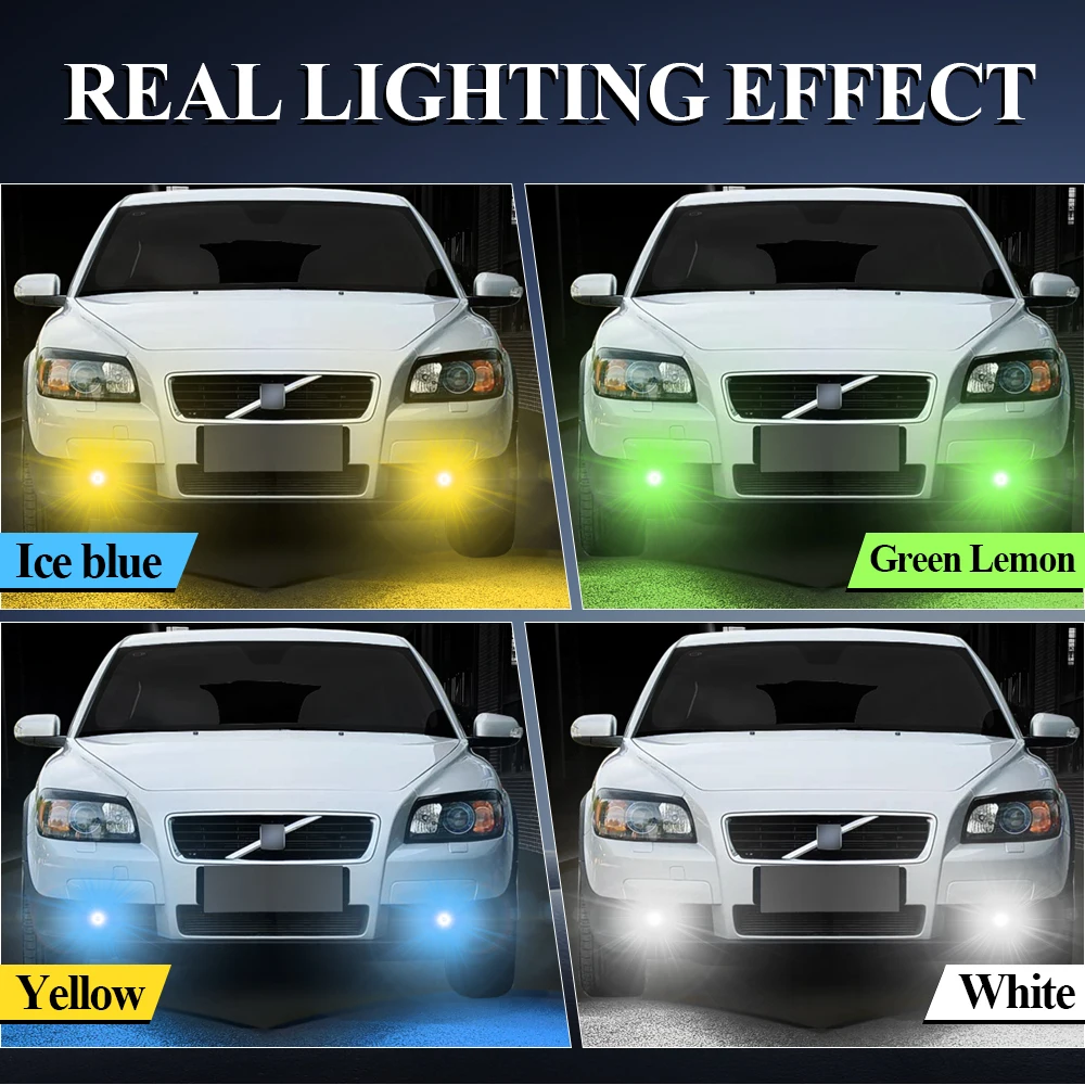 볼보 C30 안개등 LED 2007-2013 C30 듀얼 컬러 LED 안개등 전구 화이트 옐로우 레몬 그린 블루 2008 2009 2010 2011 2012