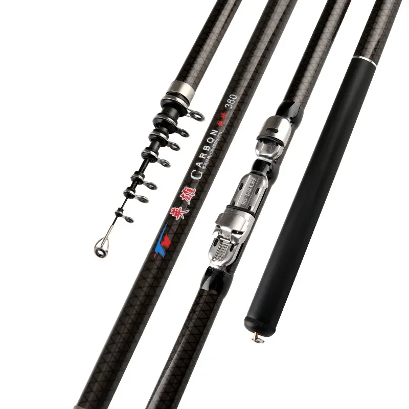 Telescopic Carbon Fishing Rod 2.7m 3.6m 4.5m 5.4m 6.3m Ultralight Rock Fishing Rod Telescopic Rotating Tackl