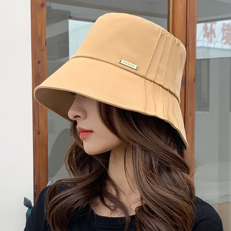 

Unisex Pleats Girly Summer Bucket Hat Fashion Women Designer Basin Hat Female Wide Brim Casual Fisherman Cap Bob Panama Hat