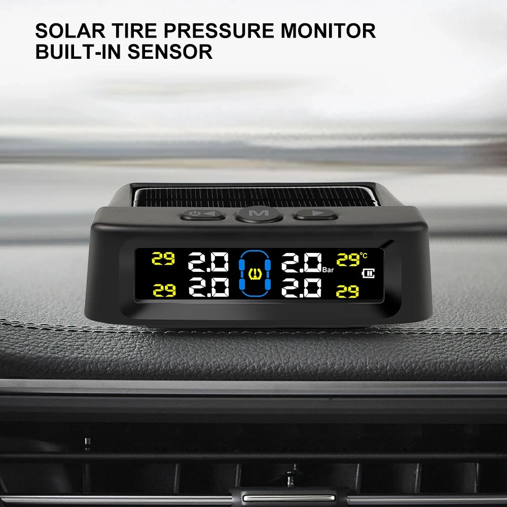 Solar Power TPMS Car Tire Pressure Alarm Monitor Intelligent Auto Security Alarm Digital Tyre Pressure Temperature Warning car tire pressure monitor