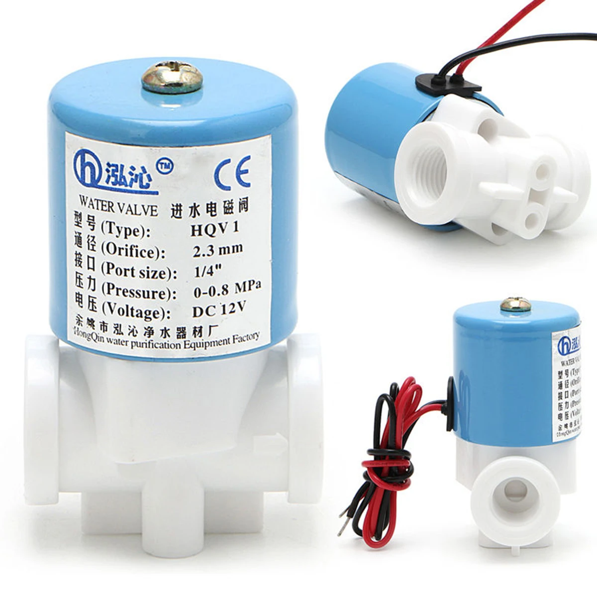 Practical G1/4" HQV1 Solenoid Valve Plastic Normally Closed 2 Way 12V DC 0-120PSI 0-0.8MPa Miniature Valves Mayitr 40*30*60mm