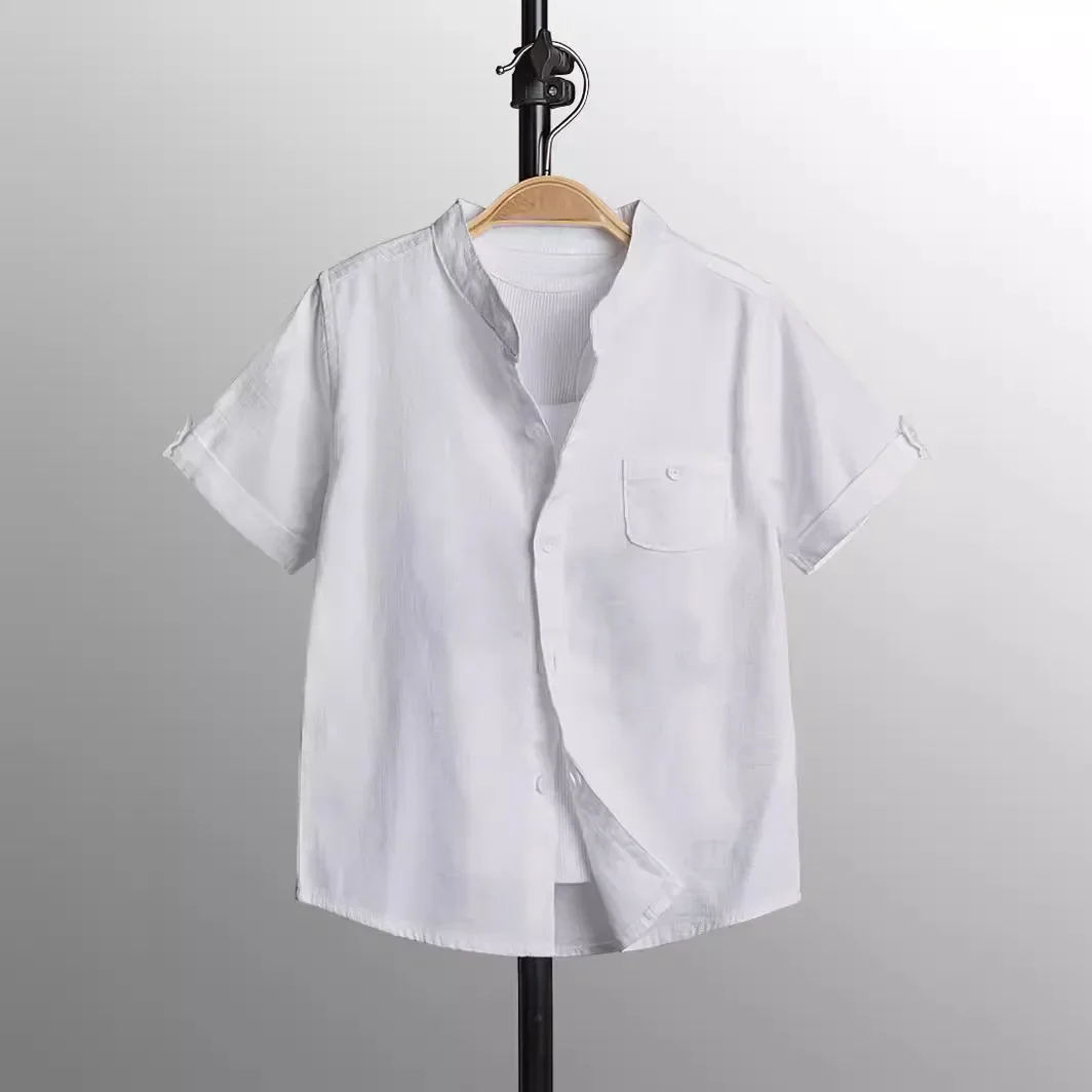 Pure Cotton Children's Casual Shirt Short Sleeve Boys Fashion Soft Simple Style Kids Clothing Chinese Brand AE Stock Origin