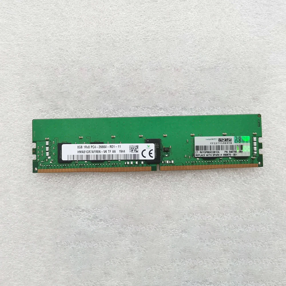 HP 840755-091 815097-B21 850879-001 용 서버 메모리, 8GB DDR4 2666 1RX8 PC4-2666V-R ECC, 1 개